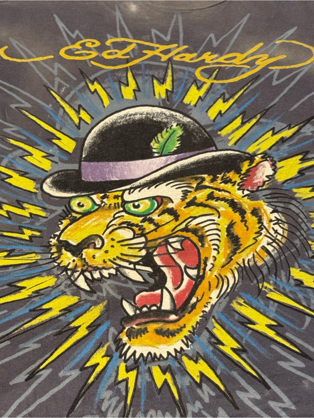 Ed Hardy Tiger Graphic T-Shirt Mens XXL Brown Y2K Christian Audigier Tee